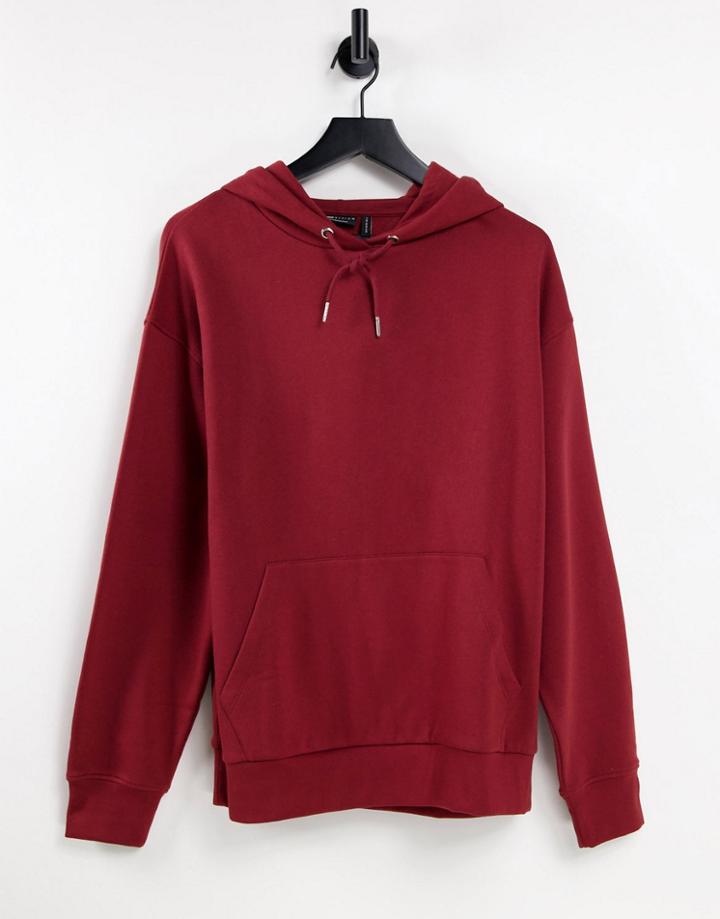 Asos Design Oversized Boyfriend Hoodie In Burgundy-red