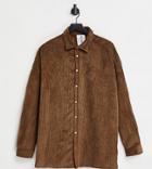Collusion Unisex Cord Shirt In Brown