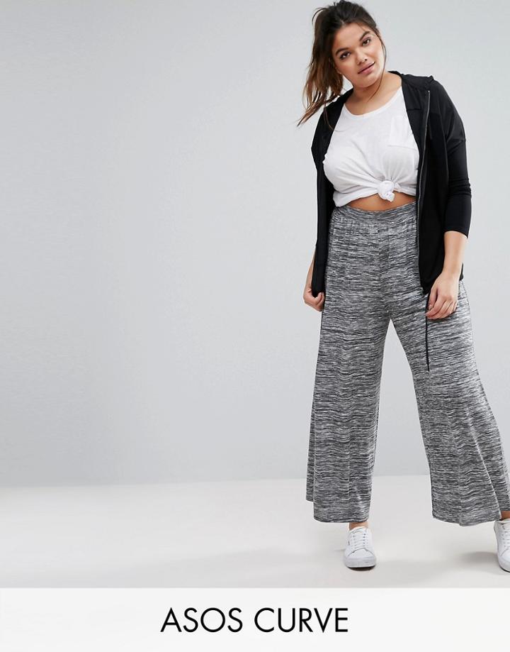 Asos Curve Slouch Marl Wide Leg Pants - Gray