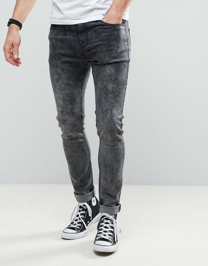 Liquor & Poker Skinny Jean Acid Wash - Gray