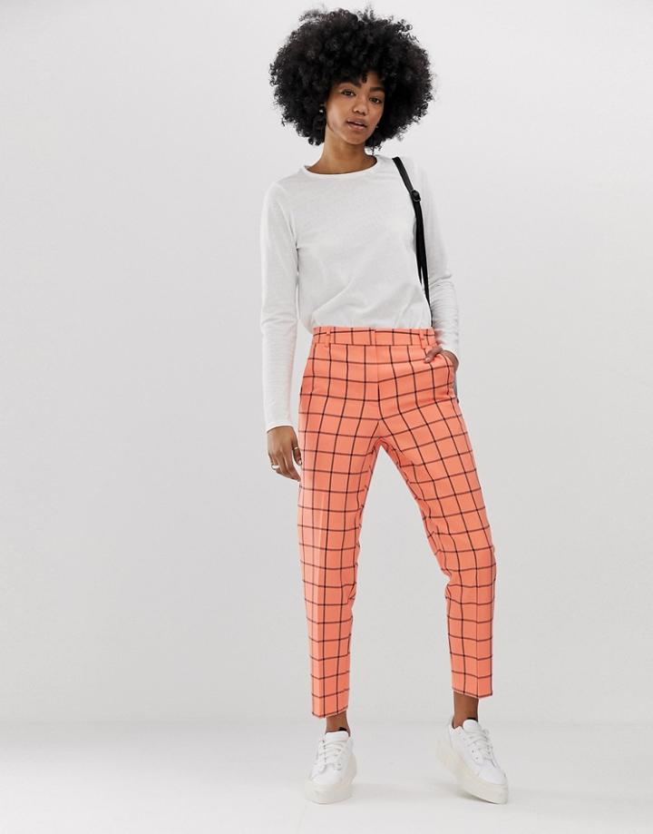 Asos Design Ultimate Fluro Check Slim Cigarette Pants - Multi