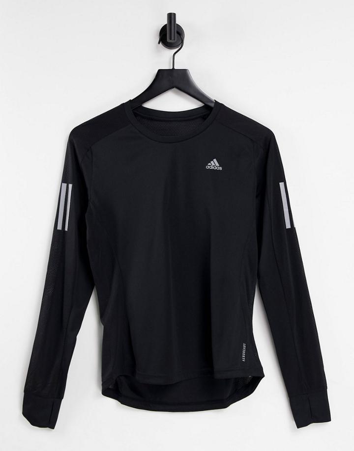 Adidas Running Long Sleeve Top With Logo In Black