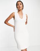 French Connection Mini Jersey Ribbed Dress In White