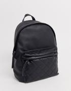 Stradivarius Backpack With Diamond Stitch Pocket In Black
