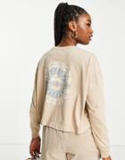 Quiksilver Oversized Cropped Long Sleeve T-shirt In Beige-neutral