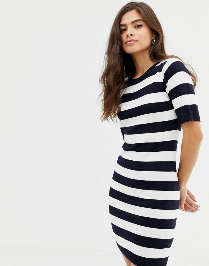 Brave Soul Harbour Sweater Dress In Stripe - Navy