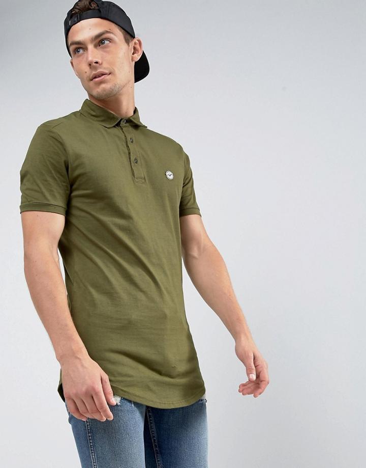 Le Breve Curved Hem Polo With Back Panelling - Green