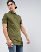 Le Breve Curved Hem Polo With Back Panelling - Green