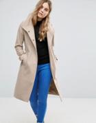 Asos Wool Blend Coat With Funnel Neck - Brown