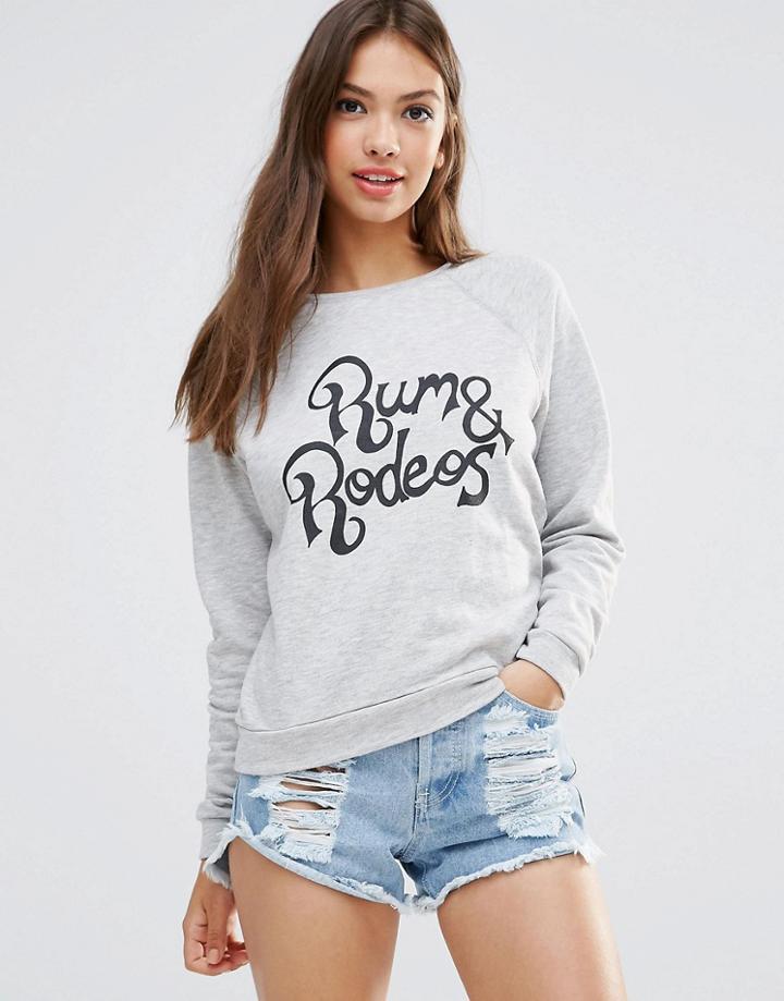 Minkpink Rum And Rodeo Raglan Sweatshirt - Gray Marl