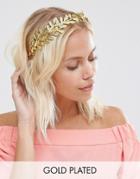 Neve & Eve Leaf Detail Headband - Gold