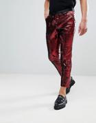 Noose & Monkey Skinny Cropped Sequin Pants - Red