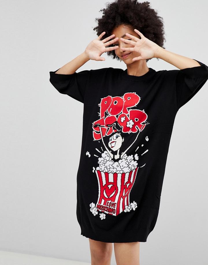 Love Moschino Popcorn Sweater Dress - Black