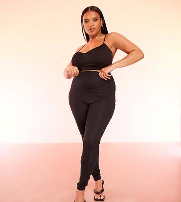 Asos Luxe Ruched Side Leggings In Black