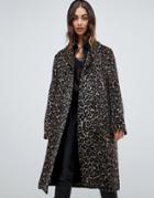 Religion Belted Coat In Leopard-multi