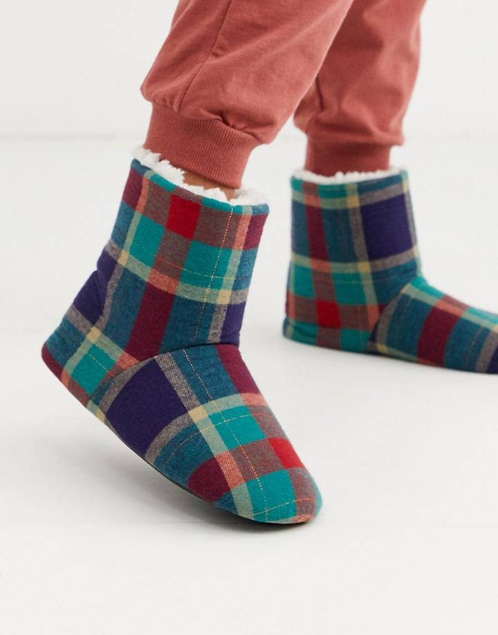 Chelsea Peers Check Printed Bootie Slippers