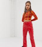 One Above Another Wide Leg Pants In Vinyl - Red