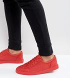Asos Wide Fit Sneakers In Block Bright Red - Red