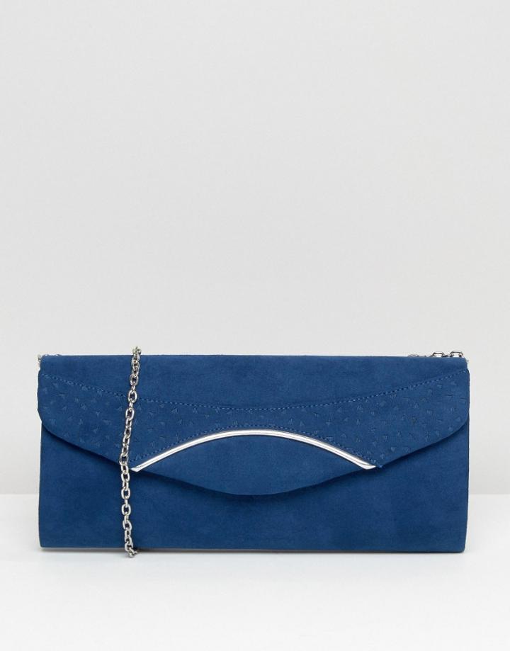 Lotus Clutch Bag With Silver Detail - Blue