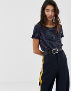 Esprit Stripe Heart T-shirt In Navy - Navy