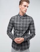 Asos Stretch Slim Denim Check Shirt - Black