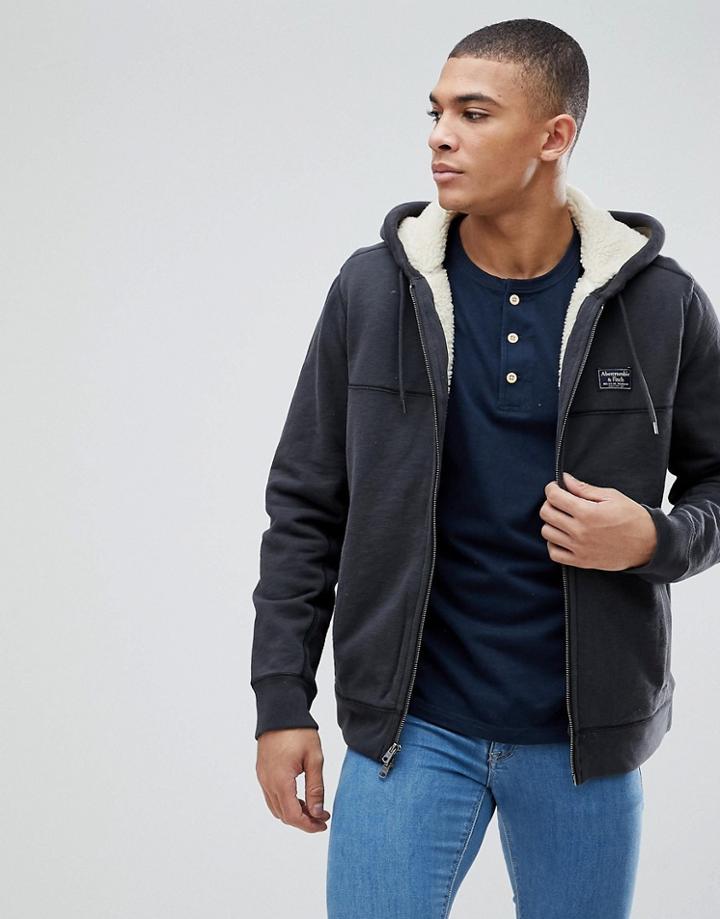 Abercrombie & Fitch Fleece Lined Full Zip Hoodie In Gray - Gray
