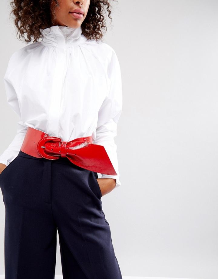 Asos 80s Covered Buckle Sash Waist Belt - Red