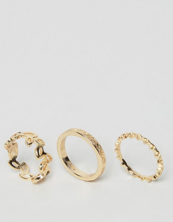 Nylon 3 Pack Multi Rings - Gold