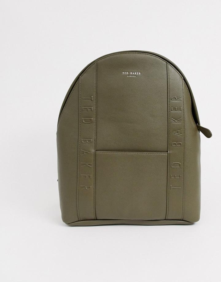 Ted Baker Snacked Debossed Logo Backpack In Khaki-green