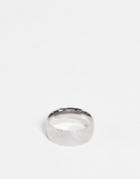 Asos Design Stainless Steel Band Ring In Greek Wave In Silver Tone