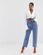 Lioness Upper East Tie Front Crop Top In White - White
