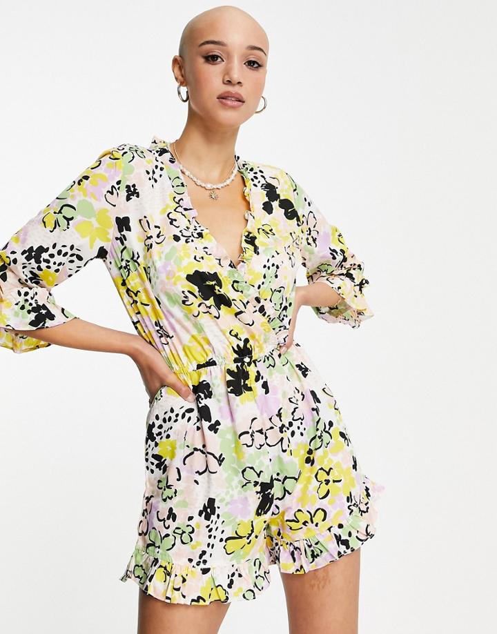 Influence Romper In Bold Floral Print-multi