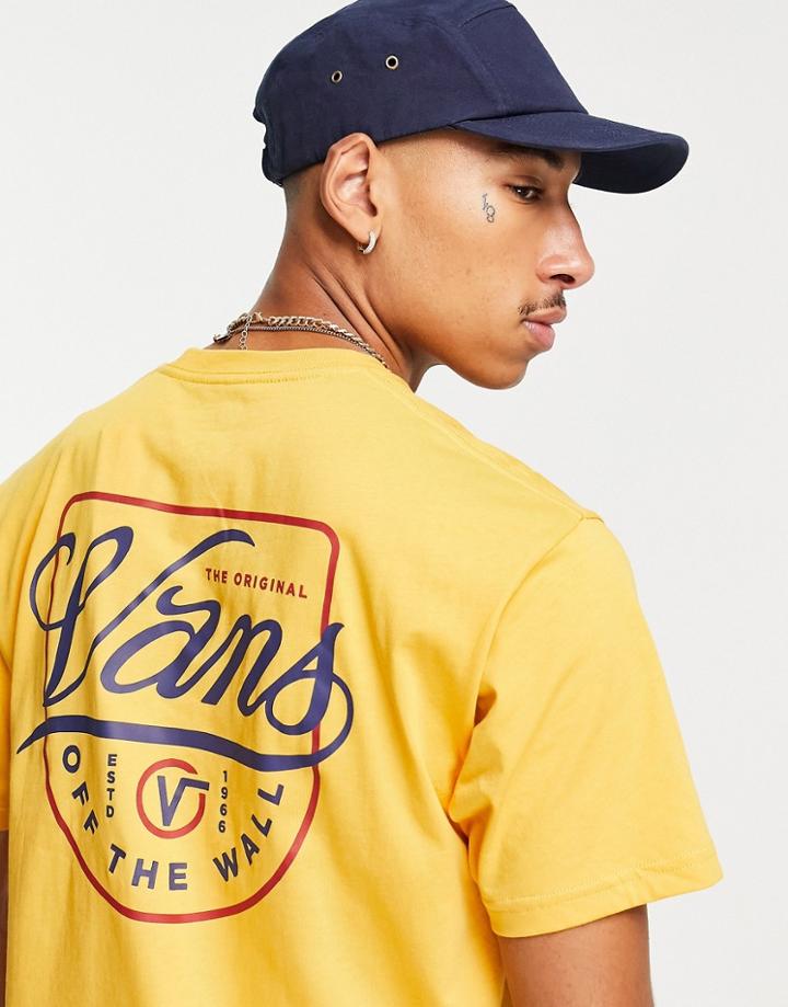 Vans Atrium Back Print T-shirt In Yellow-white