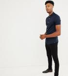 Asos Design Tall Skinny Shirt With Grandad Collar In Navy - Navy