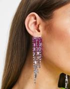 Asos Design Earrings In Crystal Ombre Drop Design In Pink