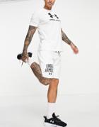 Under Armour Training Rival Collegiate Logo Short In White-grey
