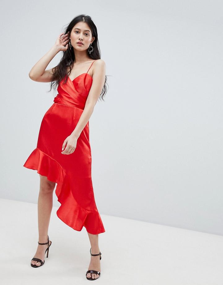 Finders Asymmetric Cami Dress - Red