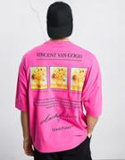 Asos Dark Future X Vincent Van Gogh Oversized T-shirt With Multiple Graphic And Logo Prints In Pink