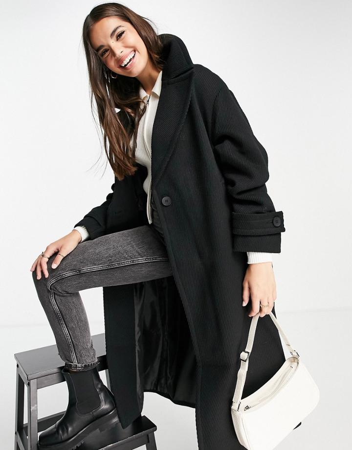 Asos Design Oversized Twill Maxi Coat In Black