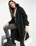 Asos Design Oversized Twill Maxi Coat In Black