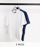 Asos Design 2 Pack T-shirt With Crew Neck In Multi - Multi