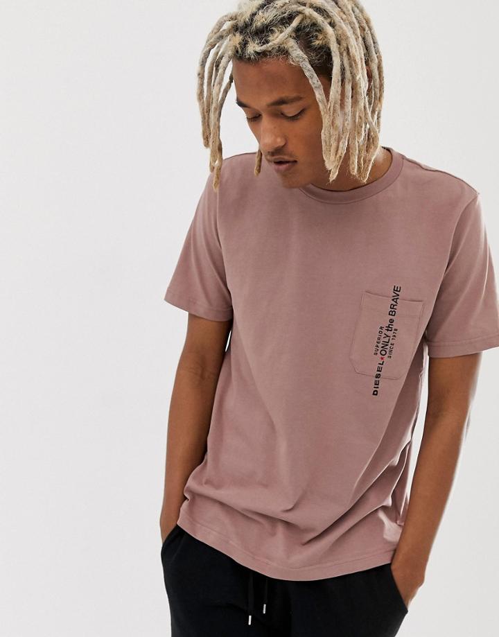 Diesel T-just-pocket T-shirt In Dusty Pink - Pink