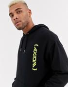 Asos Design Oversized Hoodie In Black With Text Logo Print