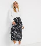 Asos Design Maternity Plisse Column Midi Skirt In Mono Spot-multi
