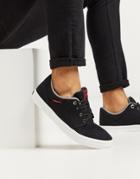 Jack & Jones Canvas Sneakers With Contrast Sole In Black