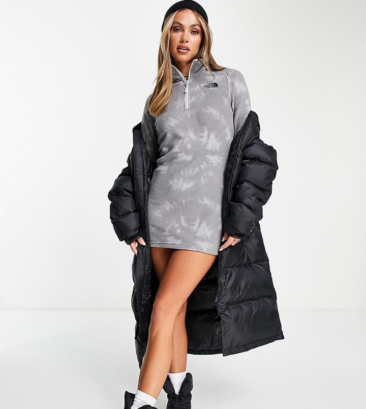 The North Face Glacier Fleece Dress In Gray Tie Dye - Exclusive To Asos