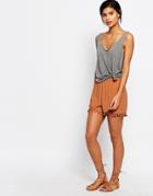 Vero Moda Pom Pom Trim Shorts - Brown