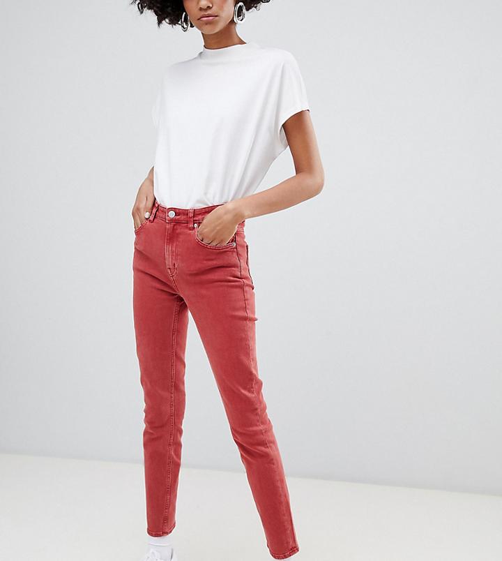Weekday Way High Waist Slim Fit Jeans In Organic Cotton-red