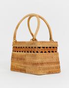 Asos Design Rattan Structured Basket Bag - Brown