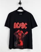 Pull & Bear Acdc T-shirt In Black